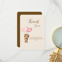 Teddyspeelgoed meisje Baby Shower Bedankkaart