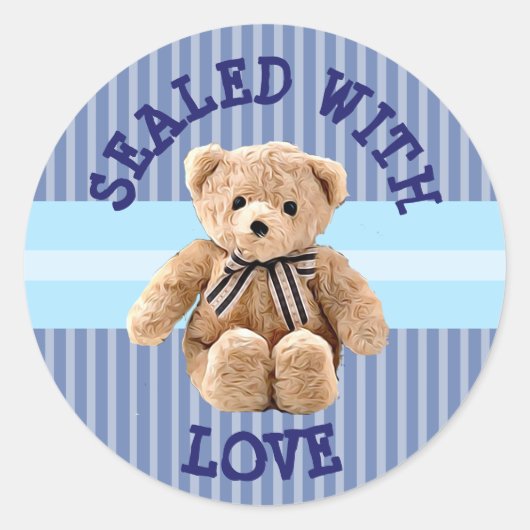 Teddysticker met liefde verzegeld ronde sticker (Voorkant)