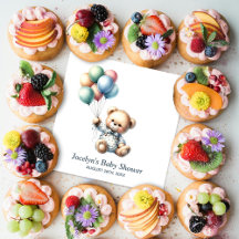 Teddystof met ballonnen babyshower servetten