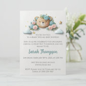 Teddystrik met bloemen kaart (Staand voorkant)