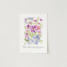 Teder aan je denken met waterverf bloemen  kaart