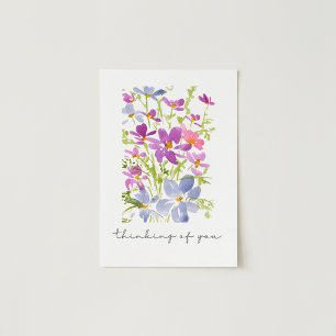 Teder aan je denken met waterverf bloemen  kaart