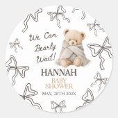 Teder Beertje Baby Shower Ronde Sticker (Voorkant)