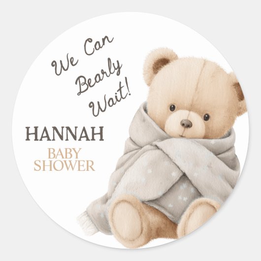 Teder Beertje Baby Shower Ronde Sticker (Voorkant)