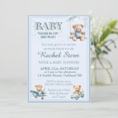 Teder Beertje Teddybeer Baby Shower Uitnodiging (Staand voorkant)