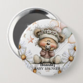 Teder Beren Babyshower Ronde Button 4,0 Cm (Voorkant /achterkant)