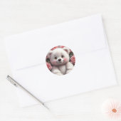 Teder bloemenbeerontwerp – Zoete gift, romantisch Ronde Sticker (Envelop)