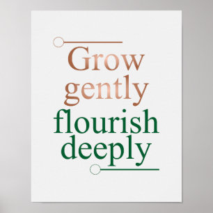 Teder Groeien, Diep Bloeien – Minimalistische Muur Poster