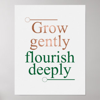 Teder Groeien, Diep Bloeien – Minimalistische Muur Poster