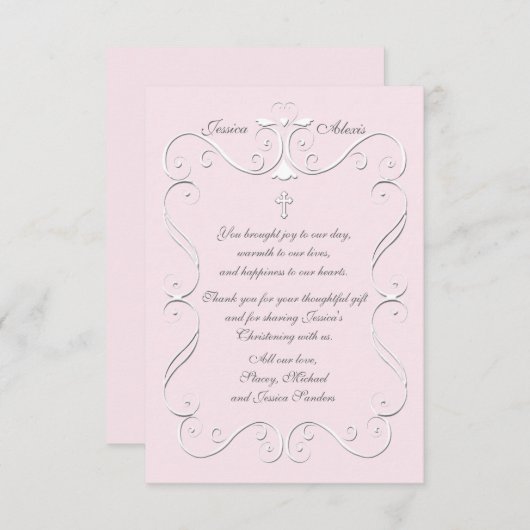 teder hart roze religieus dank u verticaal bedankkaart (Voorkant / Achterkant)