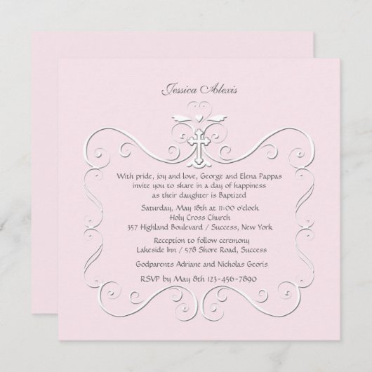 teder hart roze religieuze uitnodiging (Voorkant / Achterkant)