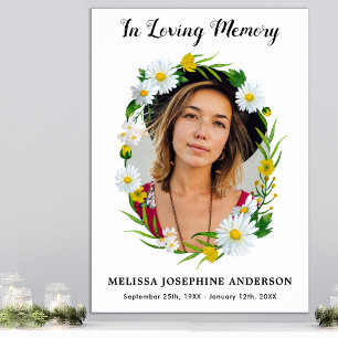 Teder Herinnering Bloemige Madelief Foto Herdenkin Poster