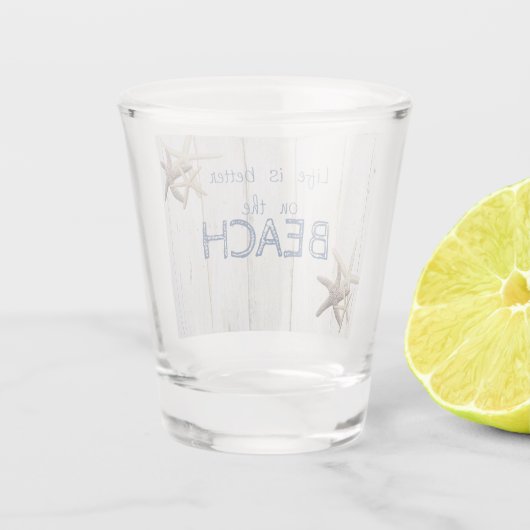Teder Houten Structuur, Zeester Shot Glas (Achterkant)
