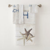 Teder houtstructuur, Zeester, Strand Bad Handdoek (Insitu)