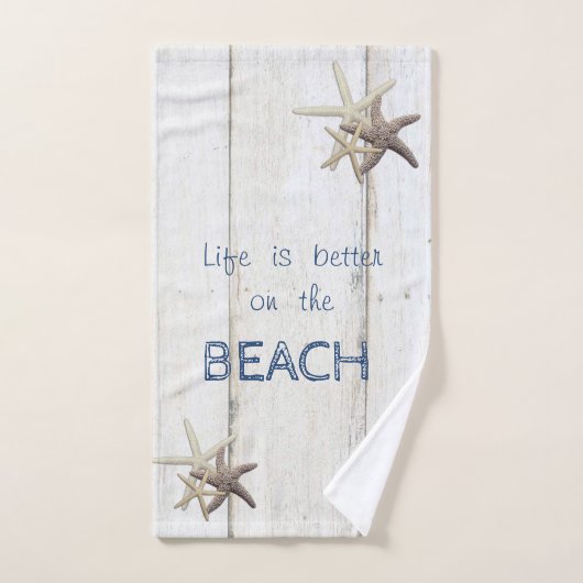 Teder houtstructuur, Zeester, Strand Bad Handdoek (Handdoek)