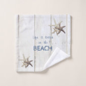 Teder houtstructuur, Zeester, Strand Bad Handdoek (Wasdoekje)