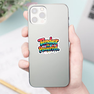 Teder is Krachtig Regenboog Citaat Kleurrijk Empow Sticker