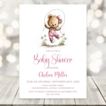 Teder meisje teddybeer touwtje springen baby showe