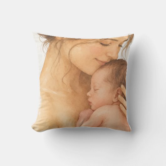 Teder moeder en baby watercolor kussensloop | S Kussen (Voorkant)