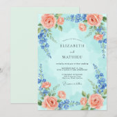 Teder Romantisch Bloeiend Bruiloftsfeest Kaart (Voorkant / Achterkant)