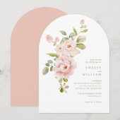 Teder Roze Bloemen Bruiloftsinvatie Kaart (Voorkant / Achterkant)