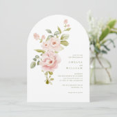 Teder Roze Bloemen Bruiloftsinvatie Kaart (Staand voorkant)