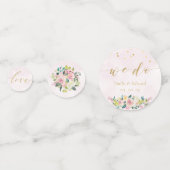 Teder Roze Bloemige Persoonlijke Bruiloftstafel Confetti (Voorkanten)