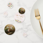 Teder Roze Bloemige Persoonlijke Bruiloftstafel Confetti (Groep)