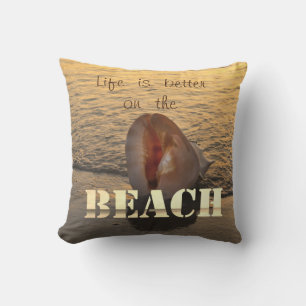 Teder Strand Zonsondergang Schelp Zand Kussen