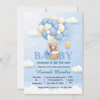 Teder teddybeer-hete-luchtballon-babyshoweruitnodi kaart