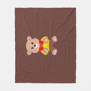 Teder teddybeer met strikdas fleece deken