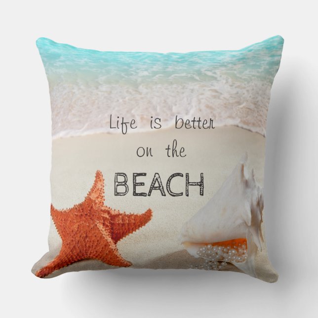 Teder Tropisch Strand, Schelpen Kussen (Voorkant)