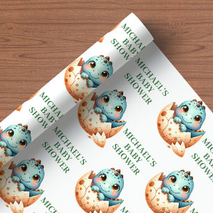 Teder Uitkomende Dino Baby Shower Inpakpapier