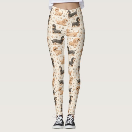 Teder Watervlekpatroon met Hondje (1) Leggings (Voorkant)
