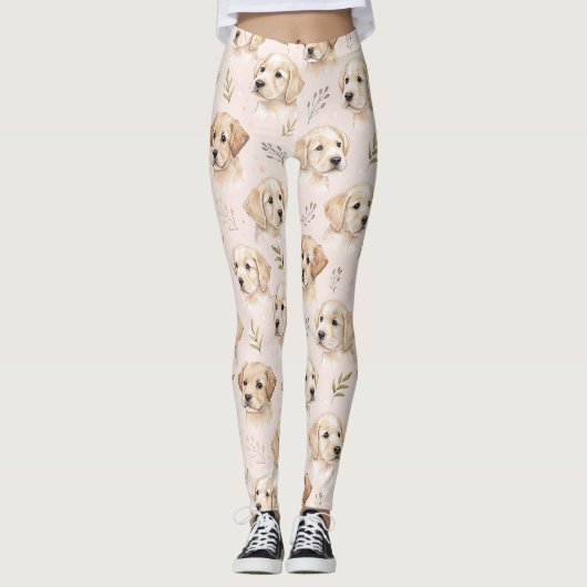 Teder Watervlekpatroon met Hondje (2) Leggings (Voorkant)