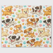 Teder Watervlekpatroon met Hondje (3) Cadeaupapier (Vlak)