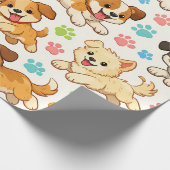 Teder Watervlekpatroon met Hondje (3) Cadeaupapier (Hoek)