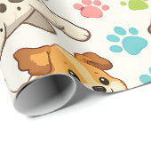 Teder Watervlekpatroon met Hondje (3) Cadeaupapier (Rol Hoek)