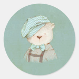 Tederbeer in hoed Schattig Zoet Schattig Whimsy Ronde Sticker