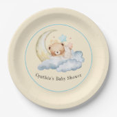 Tederbeer jongens babyshower papieren bord (Voorkant)