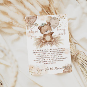 Tederbeerbabyfeest Beige Pampas Knuffel Bedankkaart