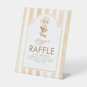 Tederberen Beige Strepen Luierloterij Baby Borrel Reclamebord Met Voetstuk