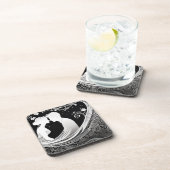 tedere kus wit & zwart silhouet liefde bier onderzetter (Rechterzijde)