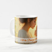 Tedere moederlijke liefde in bloeiend licht koffiemok (Voorkant links)