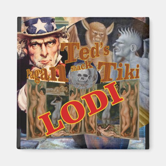 Ted's Pagan Tiki Shack Bar Enoteca Lodi California Magneet (Voorkant)