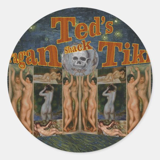 Ted's Pagan Tiki Shack Ronde Sticker (Voorkant)
