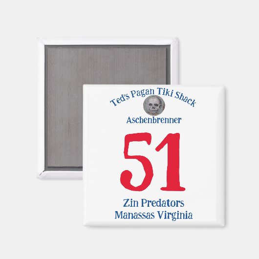 Ted's Pagan Tiki Shack Zin Predators Manassas VA Magneet (Voorkant / Achterkant)