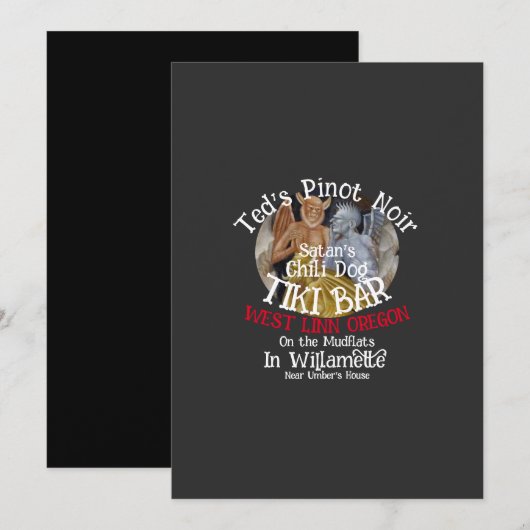 Ted's Pinot Noir Satan's Chili Dog Tiki Bar Kaart (Voorkant / Achterkant)