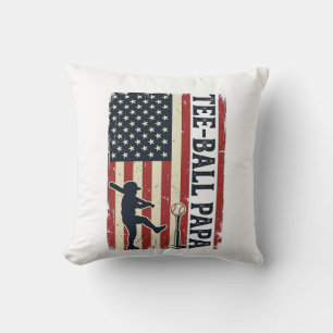 Tee Ball Papa Amerikaanse Vlag Vintage Shirt Ontwe Kussen