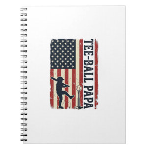 Tee Ball Papa Amerikaanse Vlag Vintage Shirt Ontwe Notitieboek